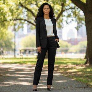 Jones New York Black Pinstripe Pantsuit Set Size 14